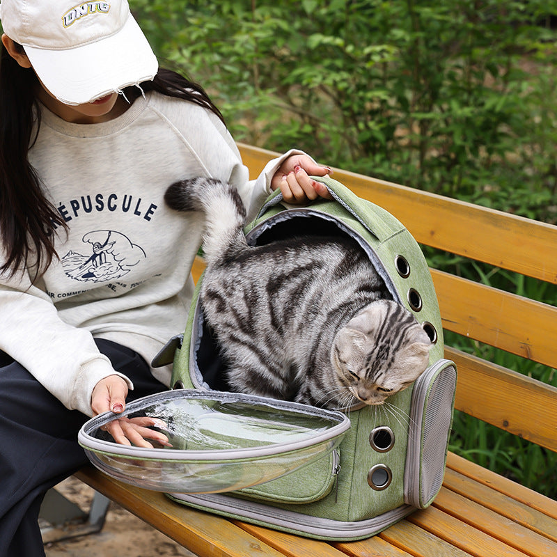 KFX-5282877 Portable Transparent Space Capsule Pet Backpack for Cats and Small Dogs, Compatible with Pets Up to 6.5kg
