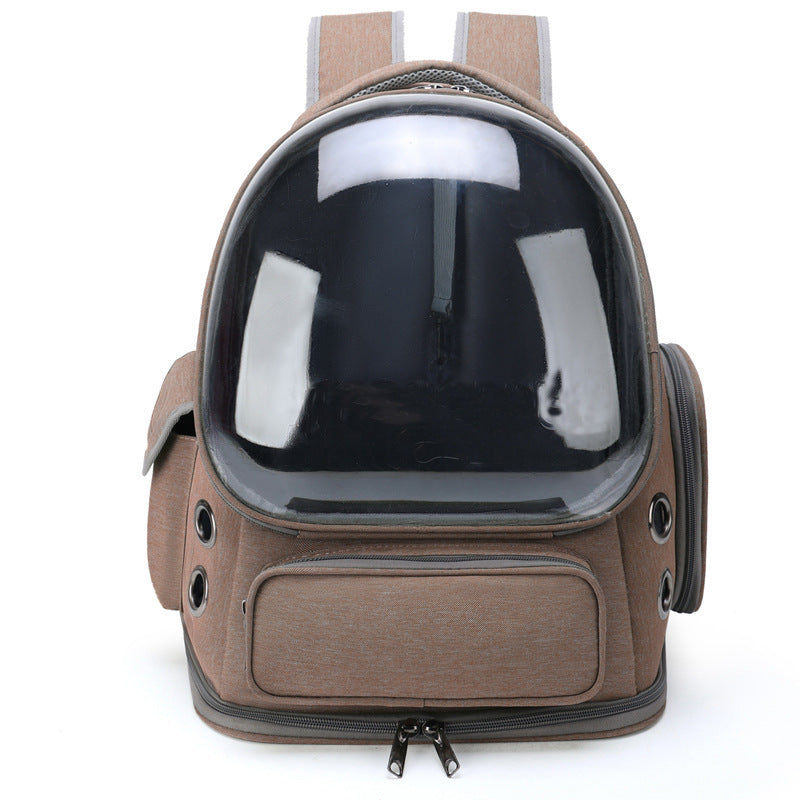 KFX-5282877 Portable Transparent Space Capsule Pet Backpack for Cats and Small Dogs, Compatible with Pets Up to 6.5kg