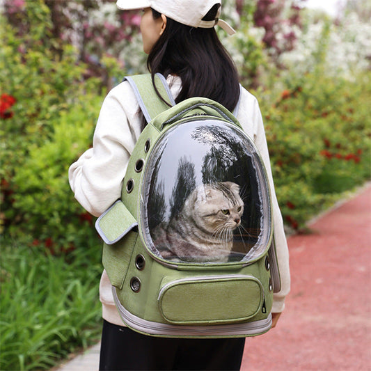 KFX-5282877 Portable Transparent Space Capsule Pet Backpack for Cats and Small Dogs, Compatible with Pets Up to 6.5kg