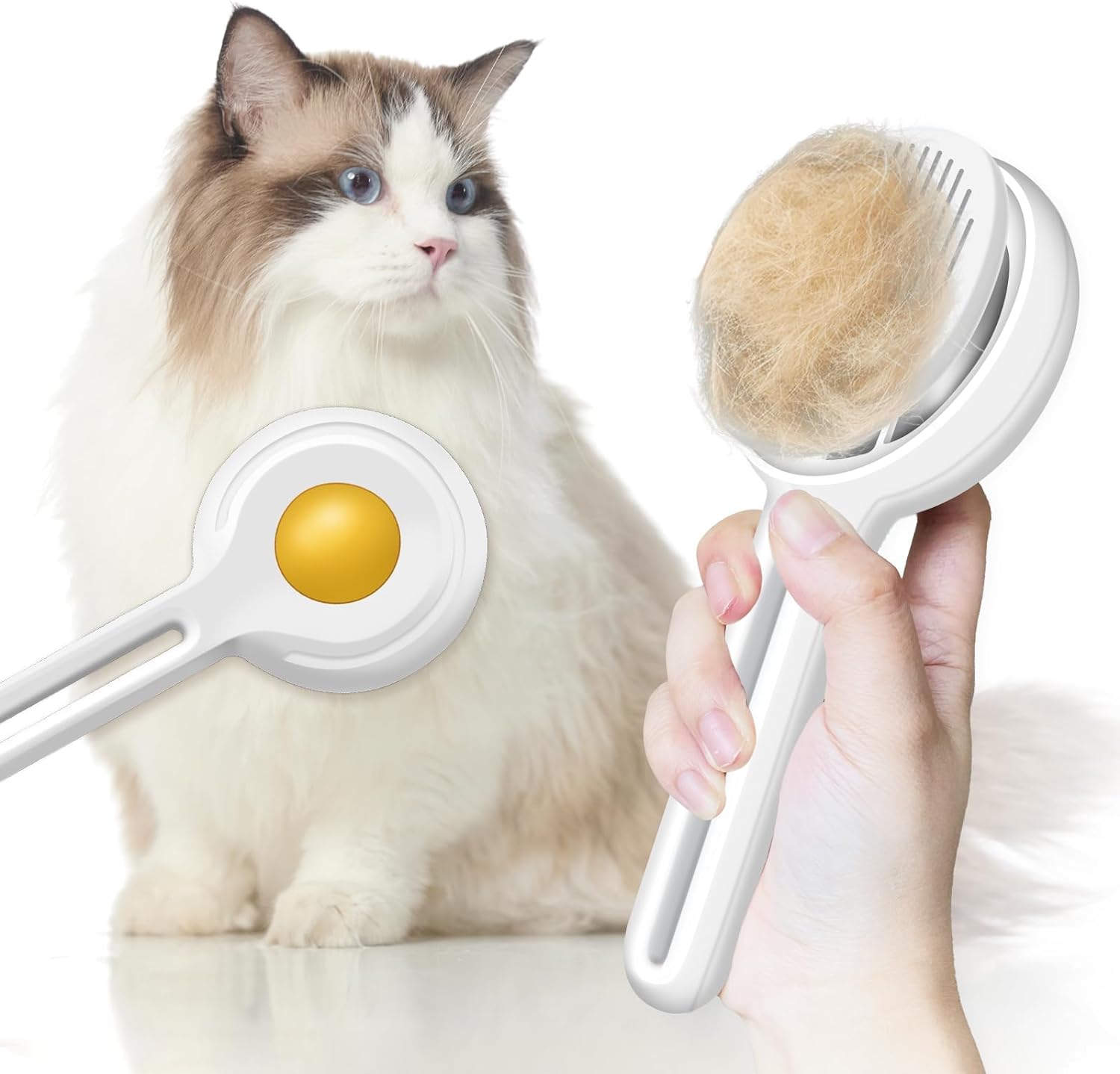 KFX-5283901 Self-Cleaning Cat Brush with Release Button for Grooming Long and Short Haired Cats and Dogs