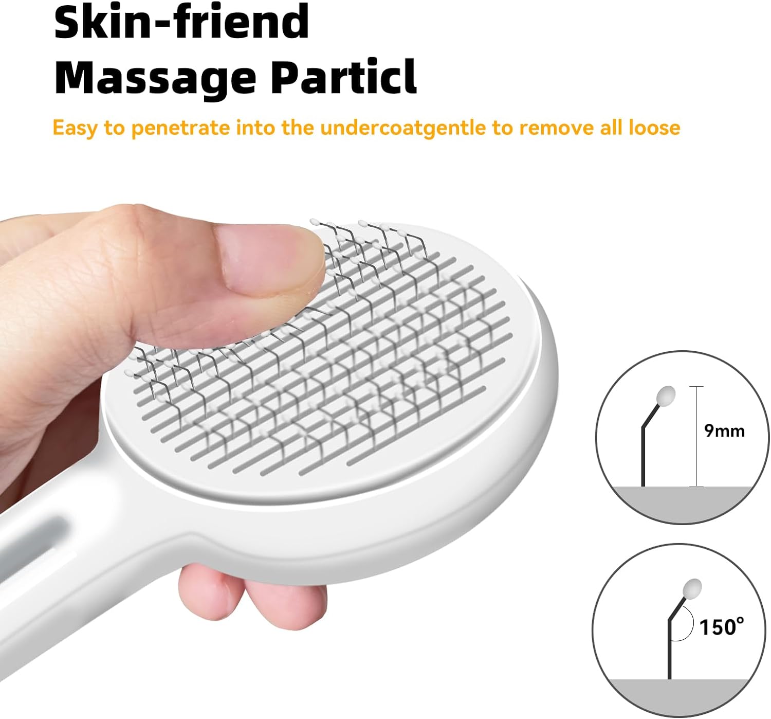 KFX-5283901 Self-Cleaning Cat Brush with Release Button for Grooming Long and Short Haired Cats and Dogs