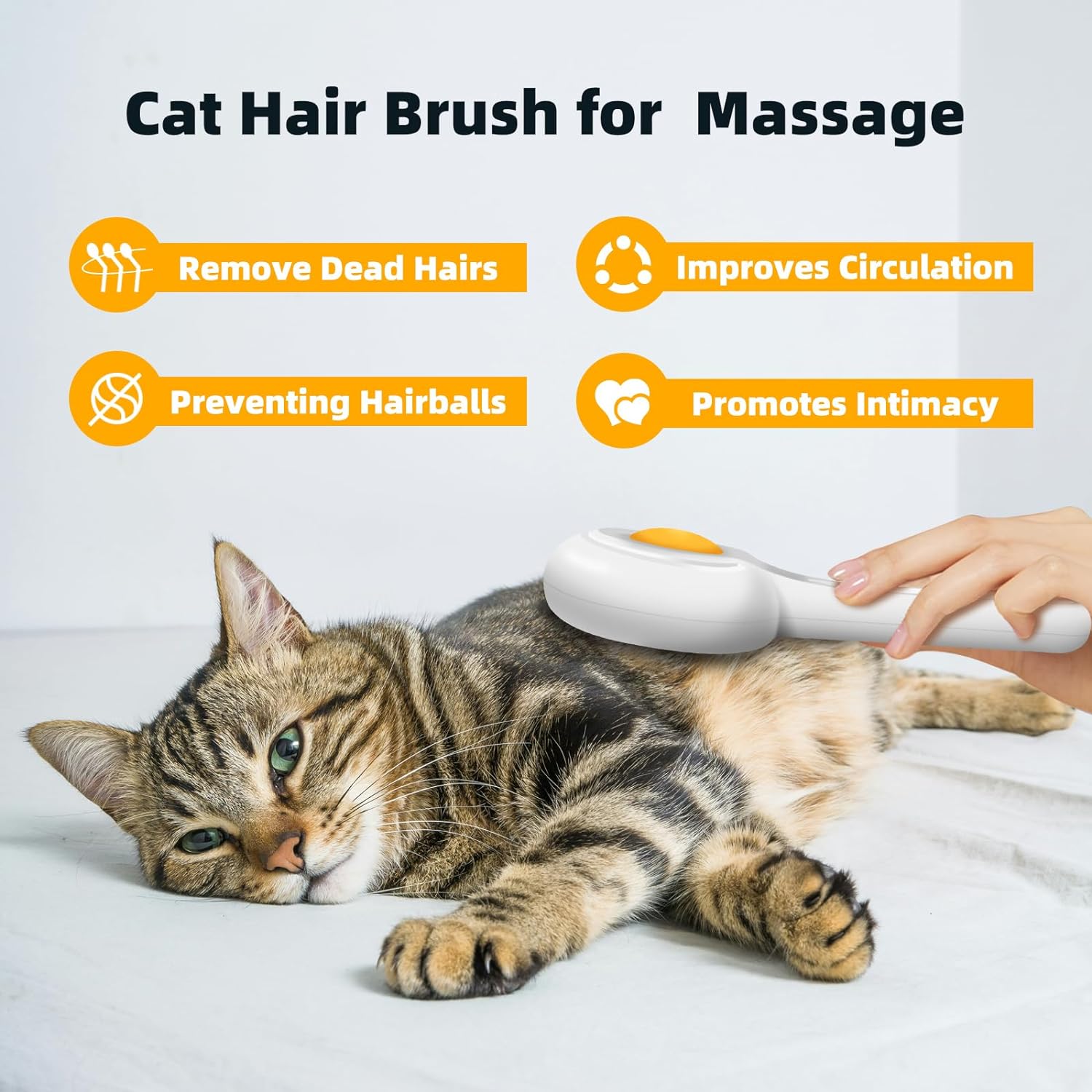 KFX-5283901 Self-Cleaning Cat Brush with Release Button for Grooming Long and Short Haired Cats and Dogs