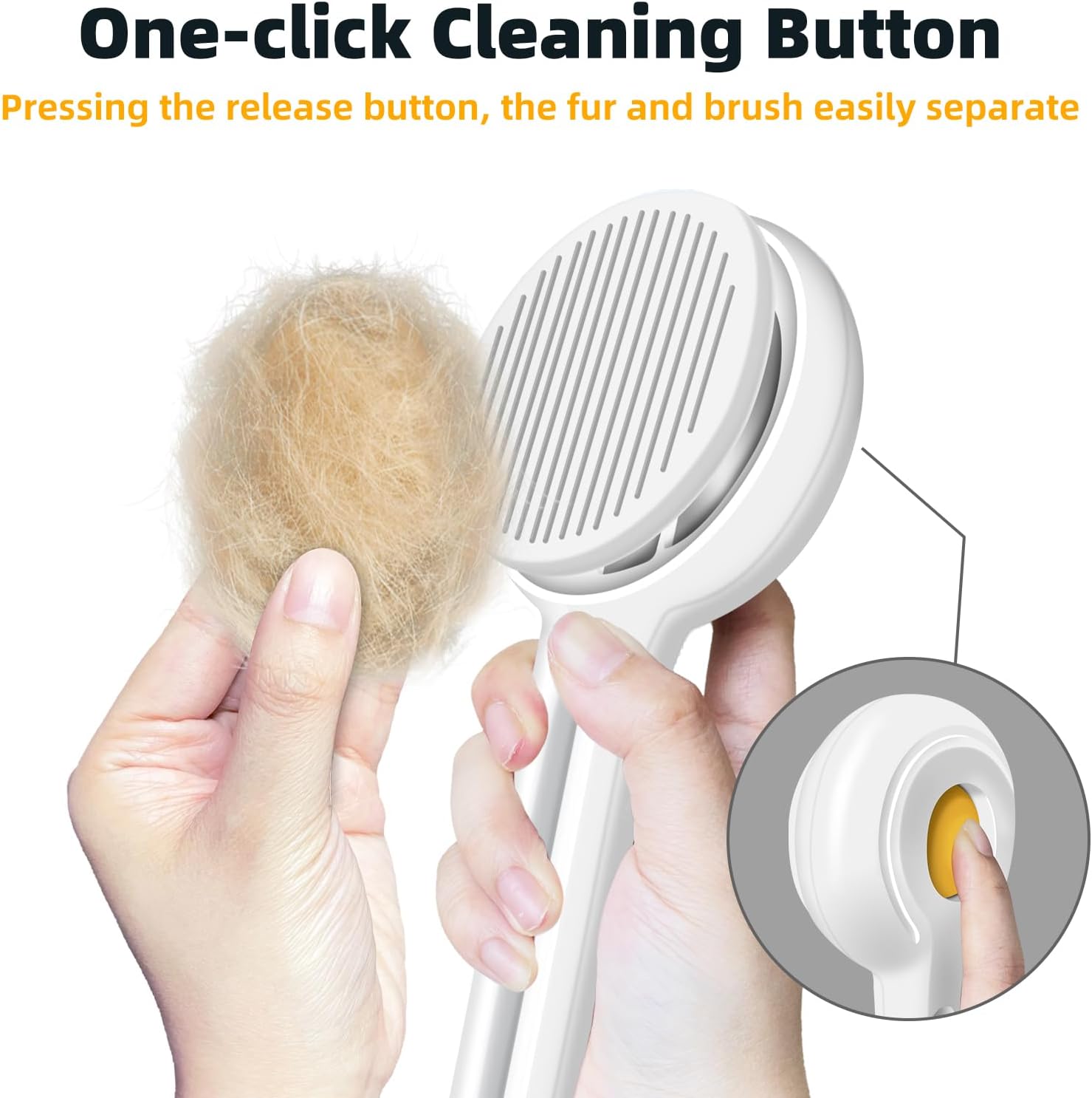 KFX-5283901 Self-Cleaning Cat Brush with Release Button for Grooming Long and Short Haired Cats and Dogs