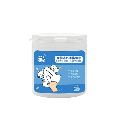 KFX-5284285 Pet Ear Cleaning Wipes Finger Gloves for Gentle Ear Care - 50 Count Boxes Available