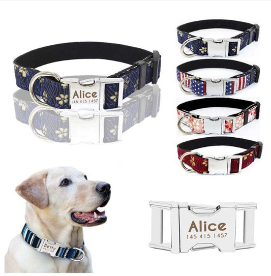 KFX-5284413 Adjustable Fabric Dog Collar with Metal Quick-Release Buckle - Small to Medium Sizes Available