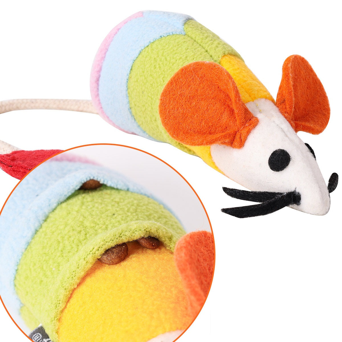 KFX-5285053 Colorful Cat Plush Toy - Bite Resistant Fleece Mouse Design, Ideal Chew Toy for Pets, 36 x 18 x 6 CM
