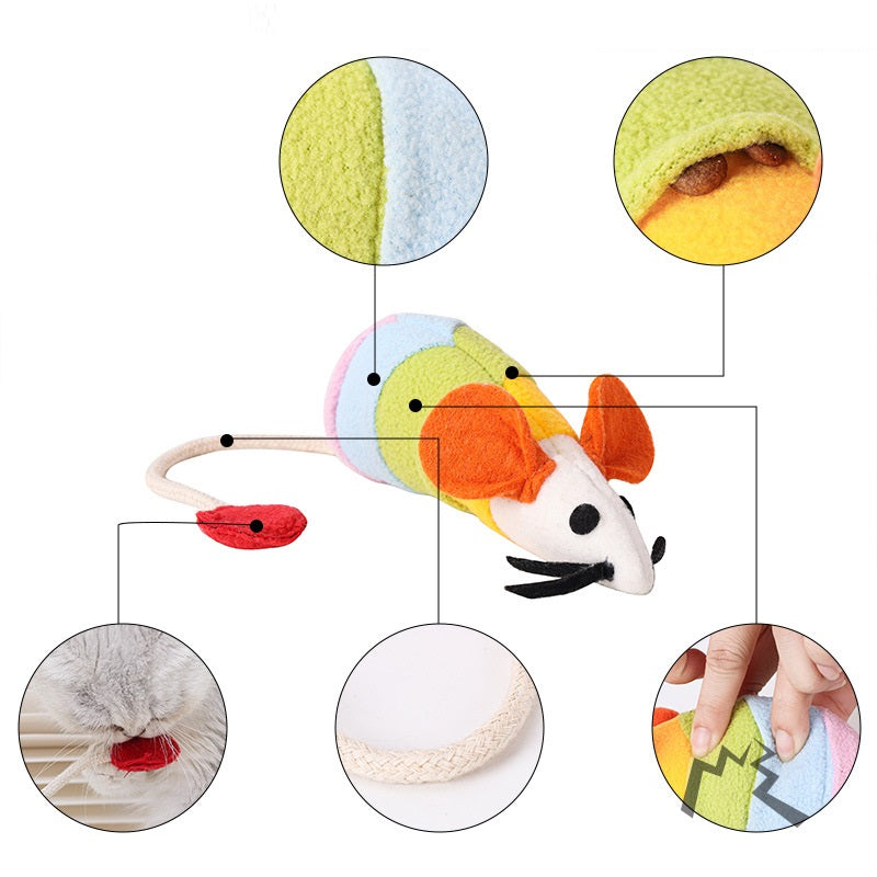 KFX-5285053 Colorful Cat Plush Toy - Bite Resistant Fleece Mouse Design, Ideal Chew Toy for Pets, 36 x 18 x 6 CM