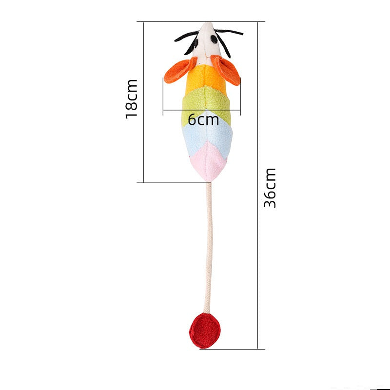 KFX-5285053 Colorful Cat Plush Toy - Bite Resistant Fleece Mouse Design, Ideal Chew Toy for Pets, 36 x 18 x 6 CM
