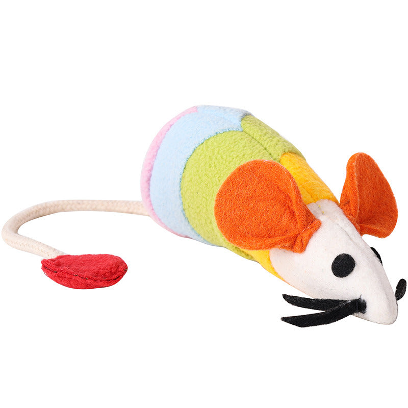 KFX-5285053 Colorful Cat Plush Toy - Bite Resistant Fleece Mouse Design, Ideal Chew Toy for Pets, 36 x 18 x 6 CM