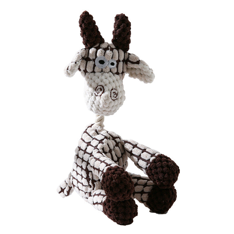 KFX-5286077 Scrunch Bunch Plush Dog Toy - Durable Crinkle, Squeaky Corn Donkey - Interactive Molar Toy
