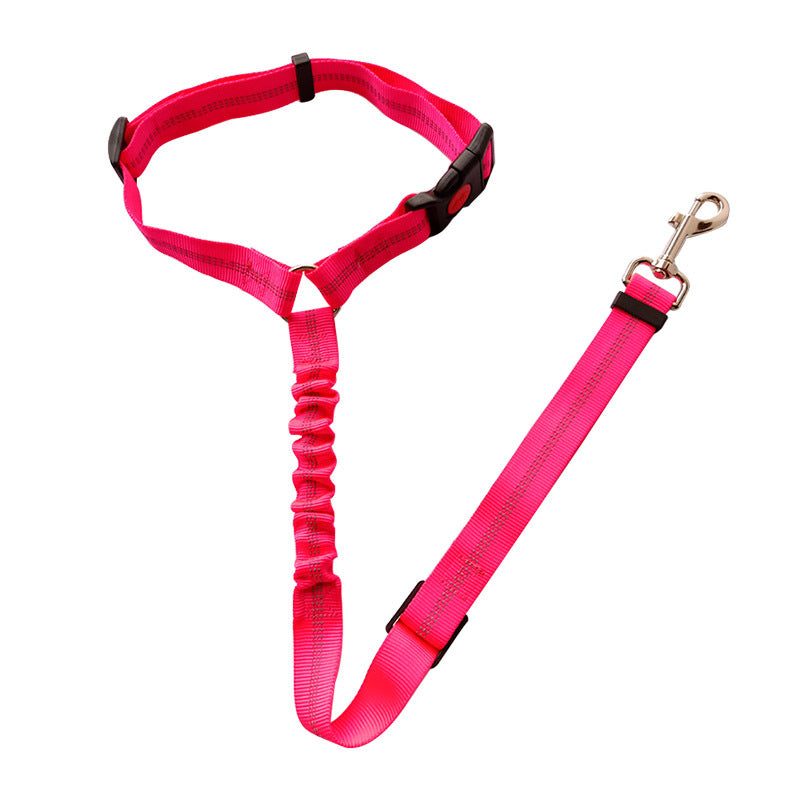 KFX-5286205 Adjustable Elastic Dog Seat Belt with Reflective Strips and Nickel-Plated Hook