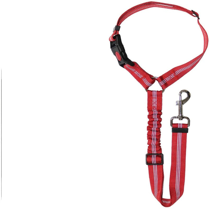 KFX-5286205 Adjustable Elastic Dog Seat Belt with Reflective Strips and Nickel-Plated Hook