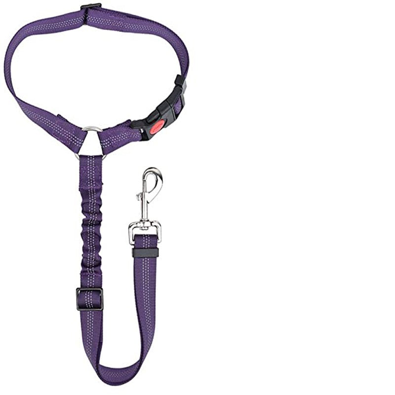 KFX-5286205 Adjustable Elastic Dog Seat Belt with Reflective Strips and Nickel-Plated Hook