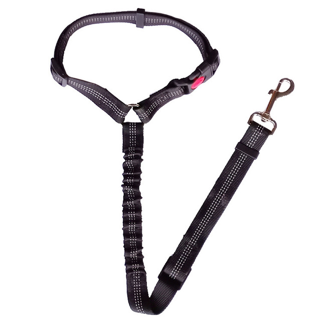 KFX-5286205 Adjustable Elastic Dog Seat Belt with Reflective Strips and Nickel-Plated Hook
