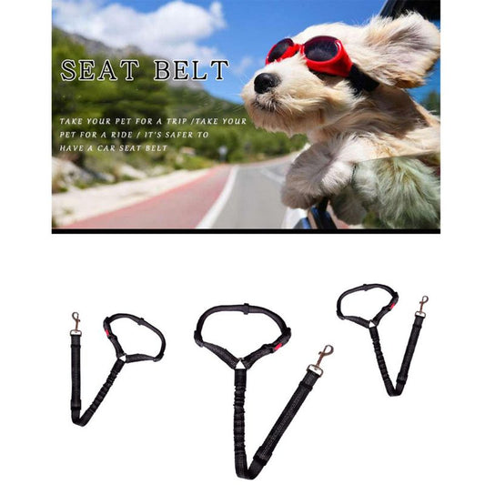 KFX-5286205 Adjustable Elastic Dog Seat Belt with Reflective Strips and Nickel-Plated Hook