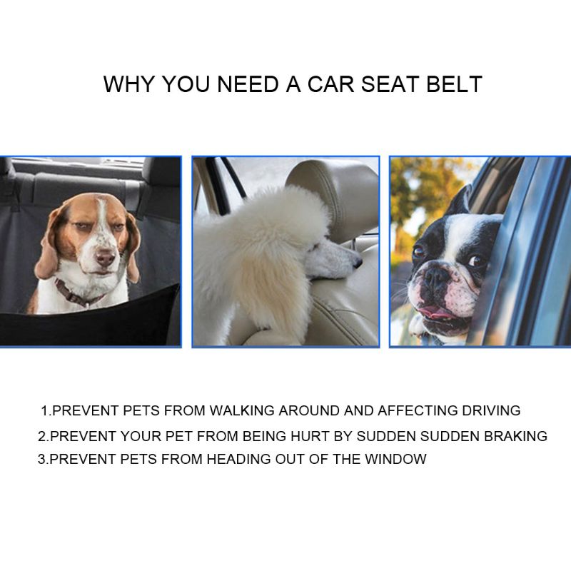 KFX-5286205 Adjustable Elastic Dog Seat Belt with Reflective Strips and Nickel-Plated Hook