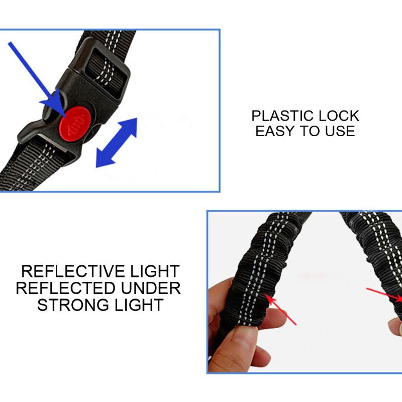 KFX-5286205 Adjustable Elastic Dog Seat Belt with Reflective Strips and Nickel-Plated Hook