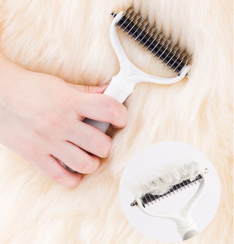 KFX-5287997 Long-Haired Pet Comb for Curly-Coated Dogs - Easy One-Key Cleaning Tool