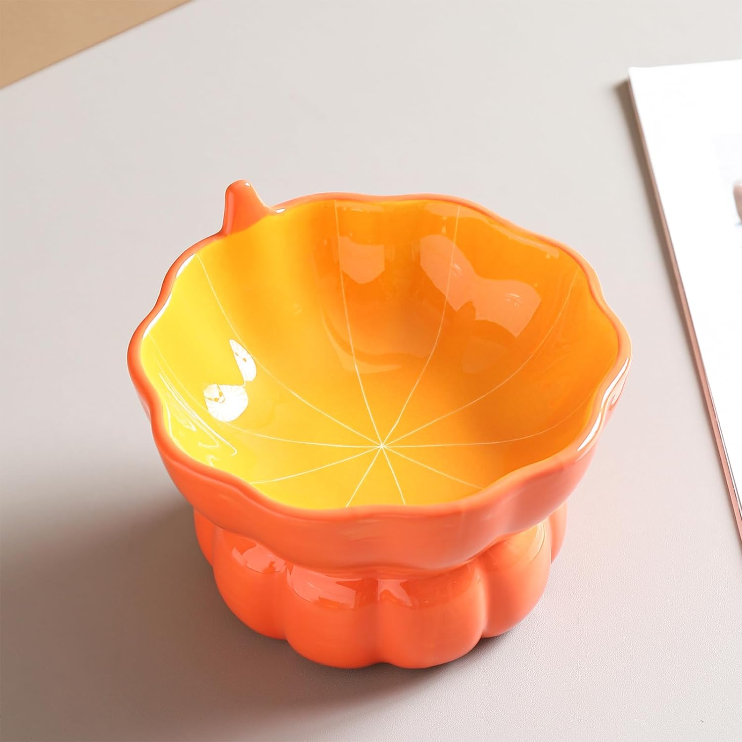 KFX-5289661 Elevated Pink Ceramic Cat Food Bowl with Anti-Vomiting Design and Spinal Support