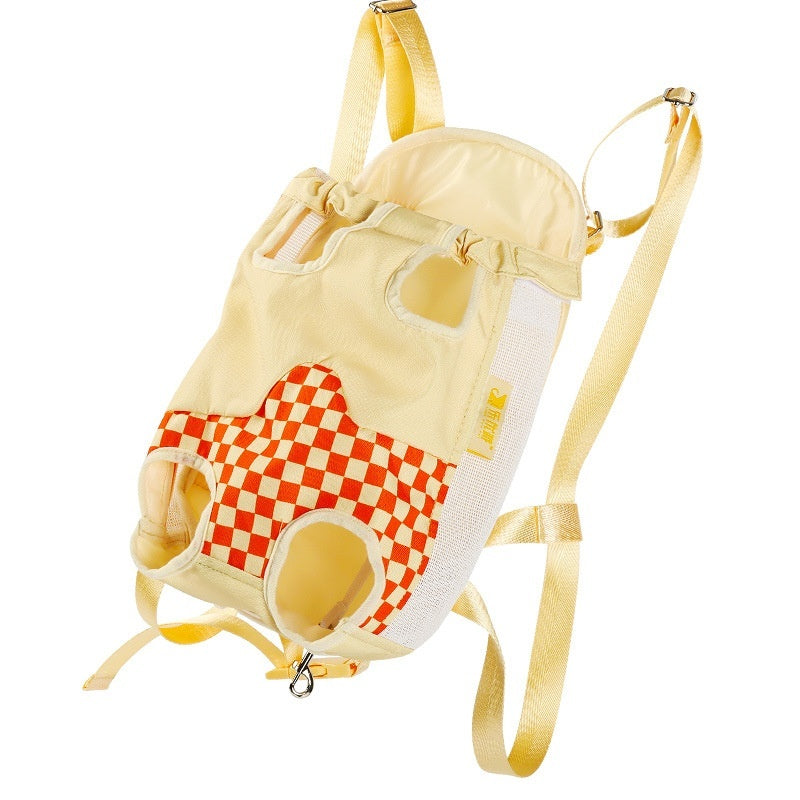 KFX-5294397 Portable Cat Backpack for Outdoor Walking - Soft Non-Woven Polyester Canvas, VC Orange, Purple Fog Grape, Sizes M, L, XL