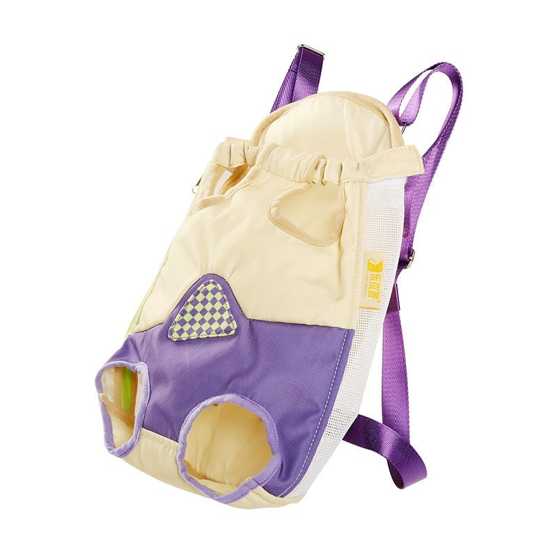 KFX-5294397 Portable Cat Backpack for Outdoor Walking - Soft Non-Woven Polyester Canvas, VC Orange, Purple Fog Grape, Sizes M, L, XL