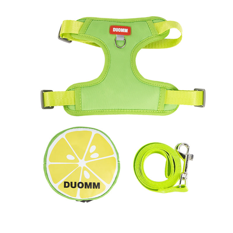 KFX-5295421 Soft Breathable Pet Chest Strap and Cute Fruit Backpack Set for Dogs and Cats