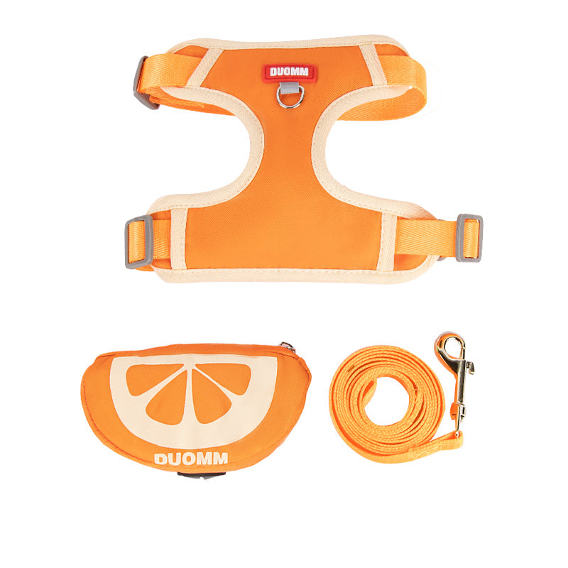 KFX-5295421 Soft Breathable Pet Chest Strap and Cute Fruit Backpack Set for Dogs and Cats