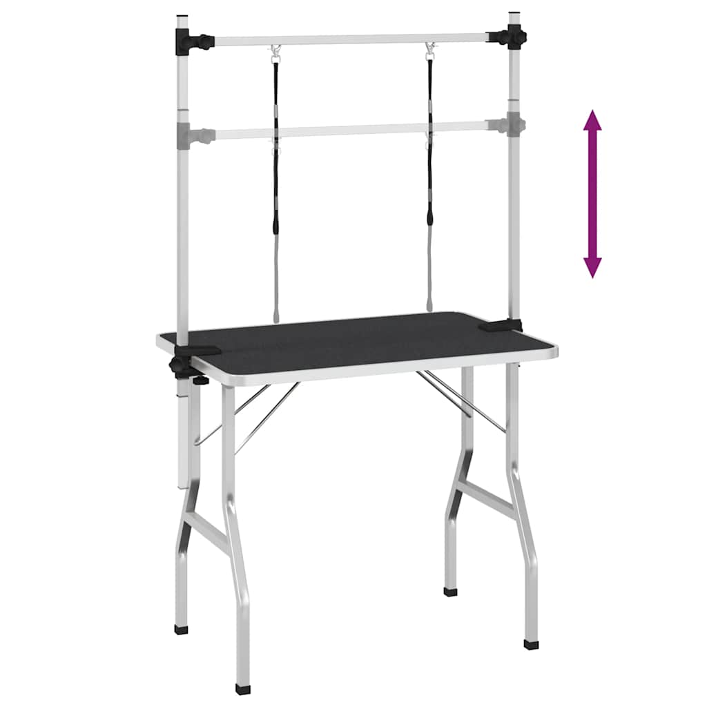 KFX-5295933 Foldable Grooming Table with Non-Slip Surface and Adjustable Height for Dogs and Cats