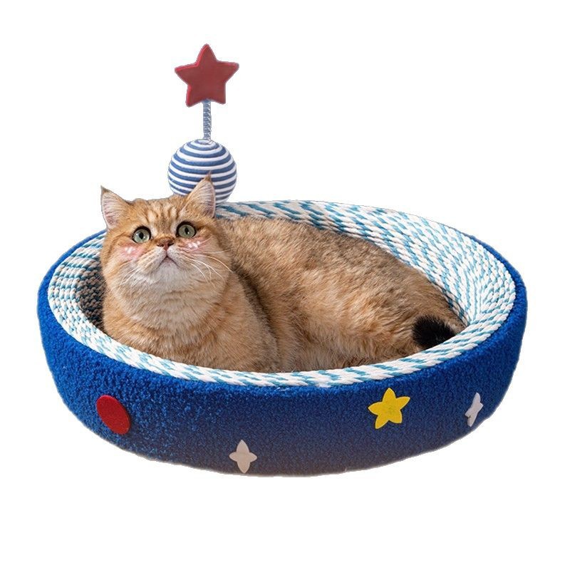 KFX-5296189 Starry Sky Cat Scratch Board - Woven Round Design for Cats Up to 4kg