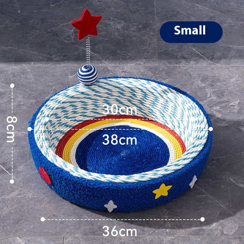 KFX-5296189 Starry Sky Cat Scratch Board - Woven Round Design for Cats Up to 4kg