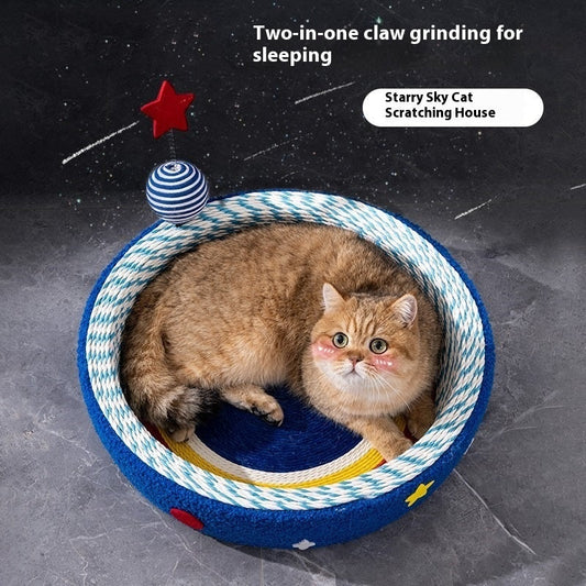 KFX-5296189 Starry Sky Cat Scratch Board - Woven Round Design for Cats Up to 4kg
