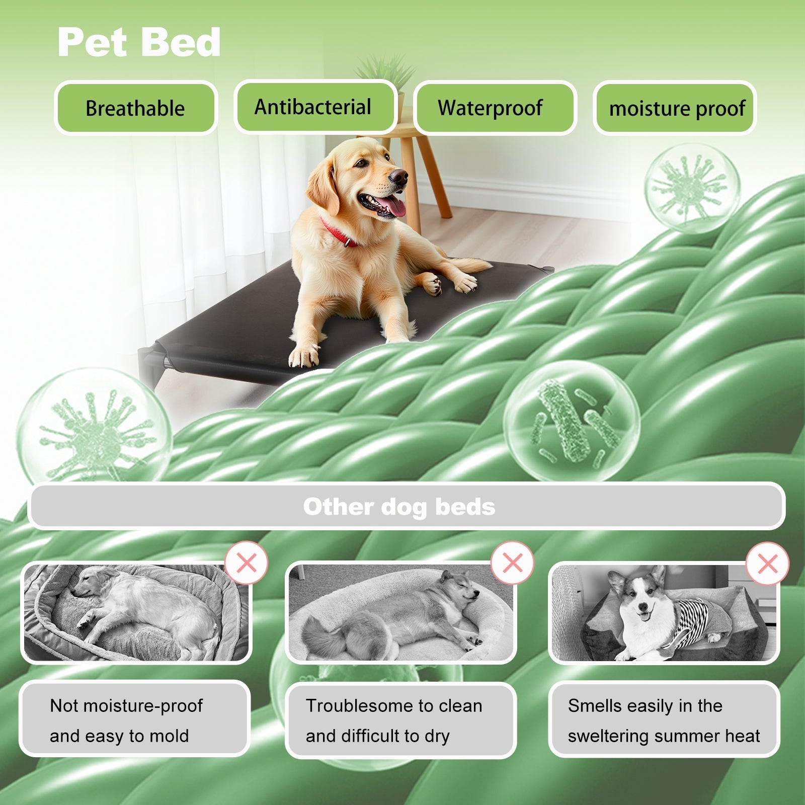 KFX-5296573 Detachable Bi-Material Pet Bed with Oxford Cloth and Breathable Mesh for Comfort and Durability