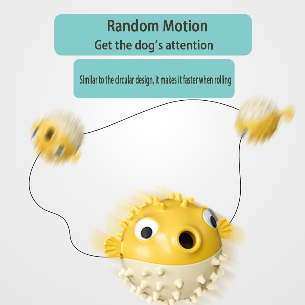 KFX-5299389 Interactive Treat Dispensing Dog Toy - Squeaky Fish-Shaped Chew Toy for Medium and Large Dogs