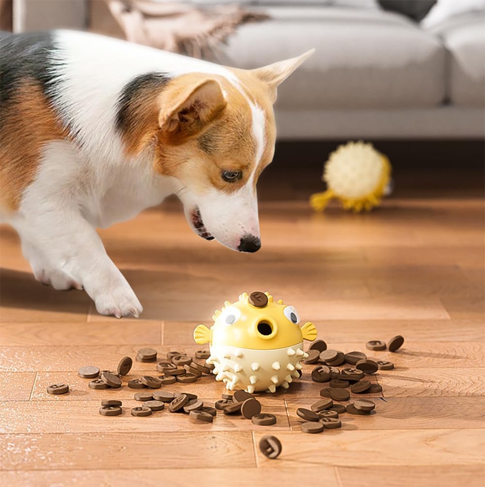 KFX-5299389 Interactive Treat Dispensing Dog Toy - Squeaky Fish-Shaped Chew Toy for Medium and Large Dogs