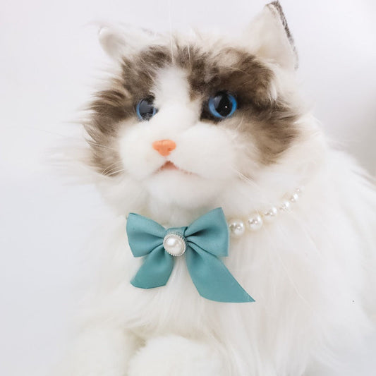 KFX-5299901 Vintage Pearl Bow Dog Collar - Princess Style in Multiple Colors and Sizes