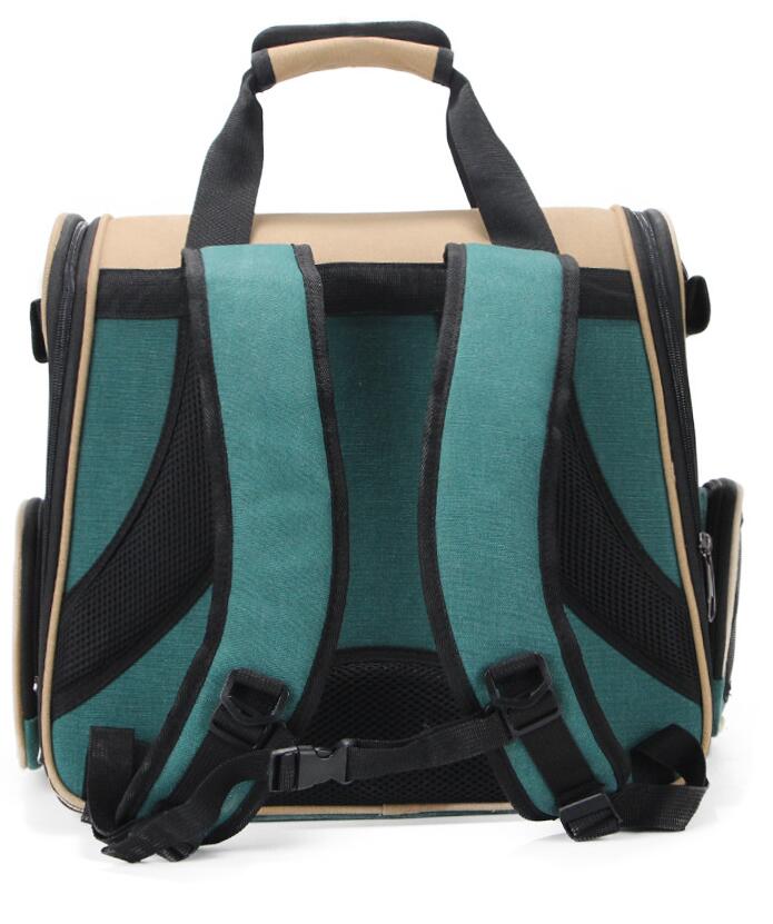 KFX-5300157 Multifunctional Travel Backpack for Pets - Suitable for Dogs and Cats, Breathable Design, Dark Green