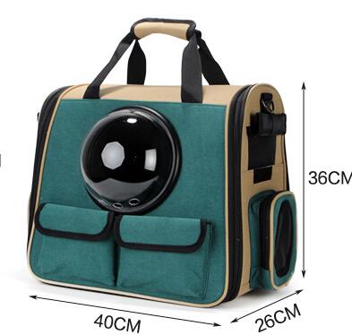 KFX-5300157 Multifunctional Travel Backpack for Pets - Suitable for Dogs and Cats, Breathable Design, Dark Green