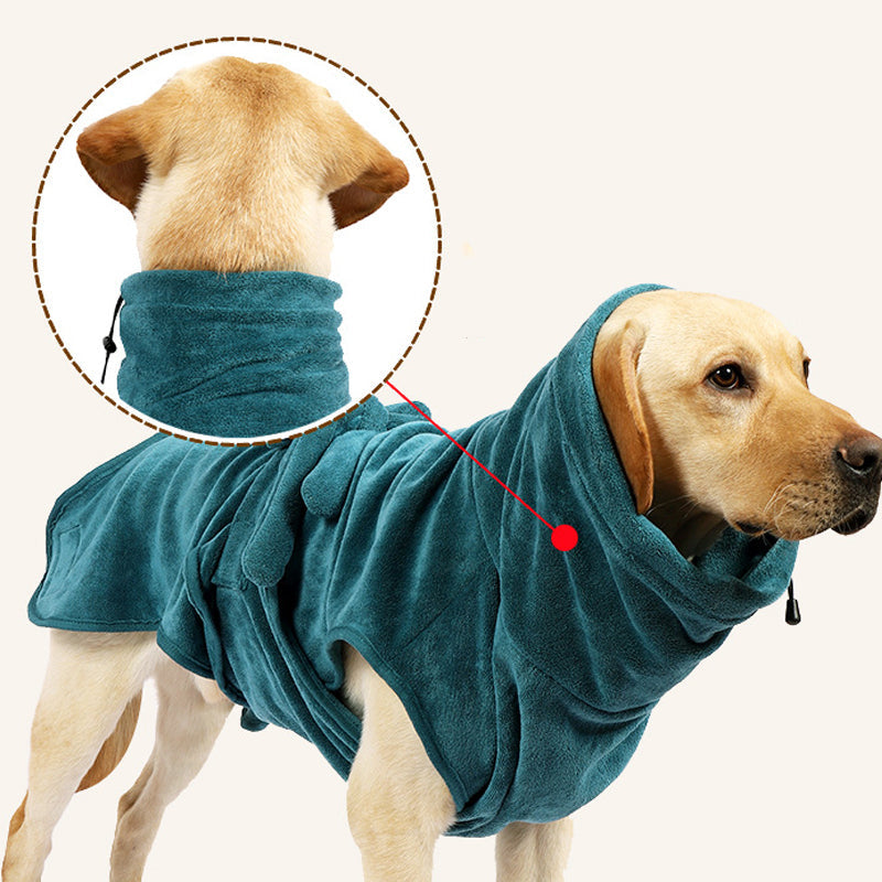 KFX-5300285 Quick-Drying Pet Bathrobe in Turquoise Green, Cotton and Polyester Blend