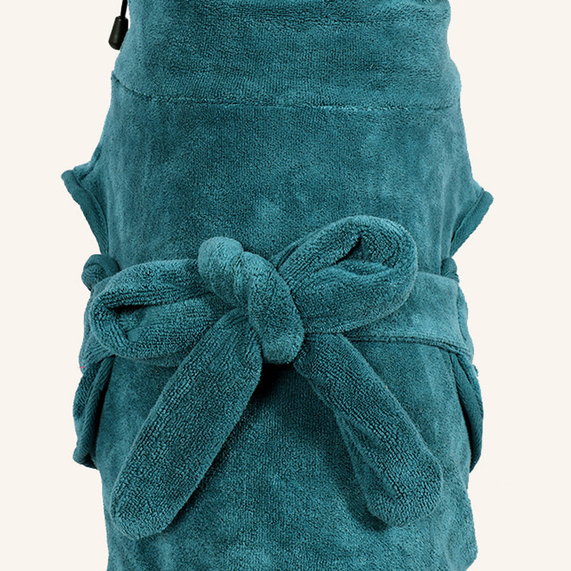 KFX-5300285 Quick-Drying Pet Bathrobe in Turquoise Green, Cotton and Polyester Blend