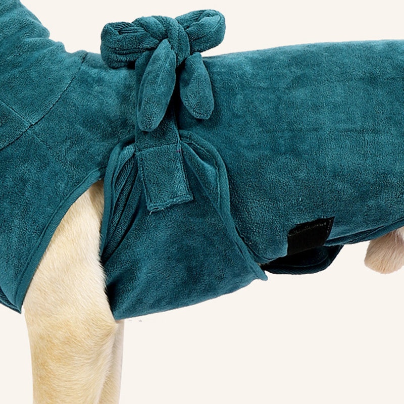 KFX-5300285 Quick-Drying Pet Bathrobe in Turquoise Green, Cotton and Polyester Blend