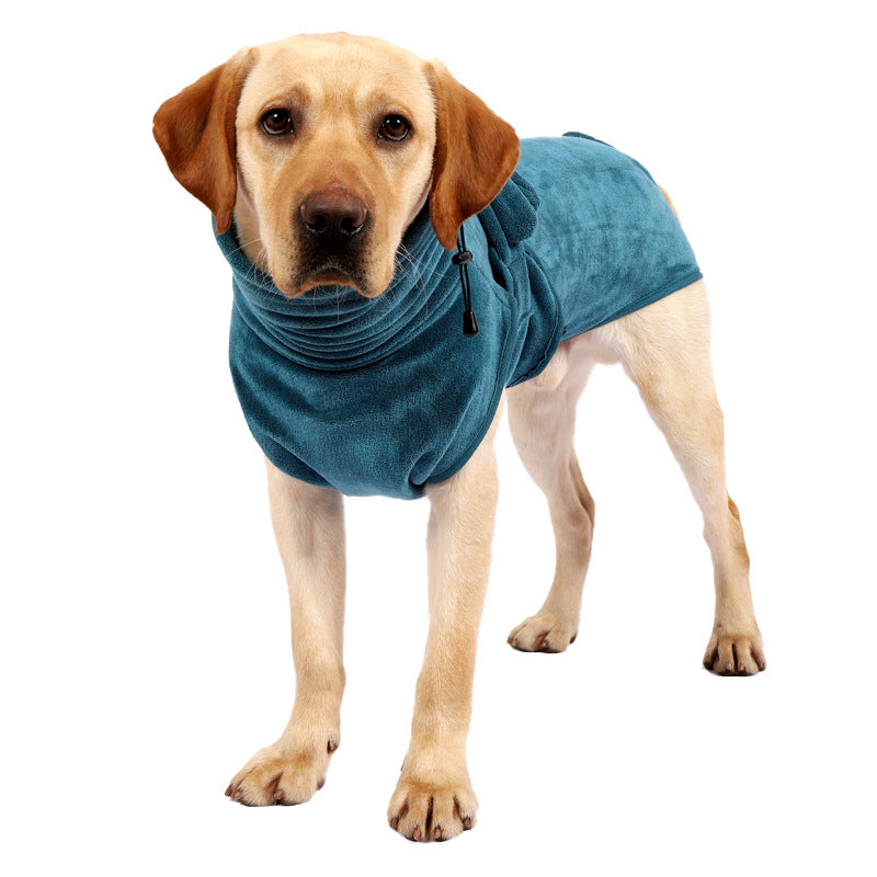 KFX-5300285 Quick-Drying Pet Bathrobe in Turquoise Green, Cotton and Polyester Blend