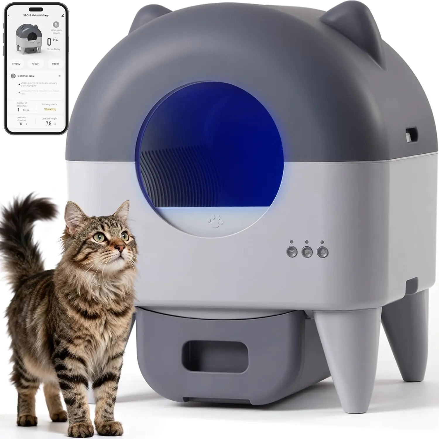 KFX-530131 Eco-Friendly Self-Cleaning Cat Litter Box for Multiple Cats with Smart App Control and Quiet Operation - 76L Capacity
