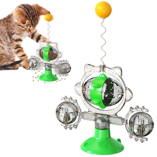 KFX-5301693 Colorful Cat Toy Pinwheel with Sucker and Leaky Ball