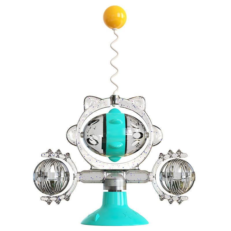 KFX-5301693 Colorful Cat Toy Pinwheel with Sucker and Leaky Ball