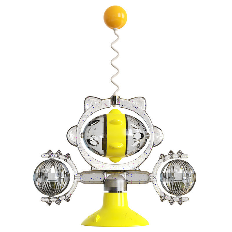 KFX-5301693 Colorful Cat Toy Pinwheel with Sucker and Leaky Ball