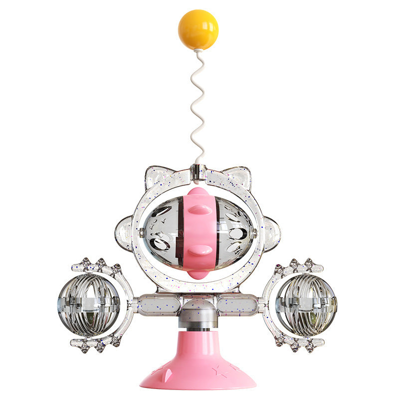 KFX-5301693 Colorful Cat Toy Pinwheel with Sucker and Leaky Ball