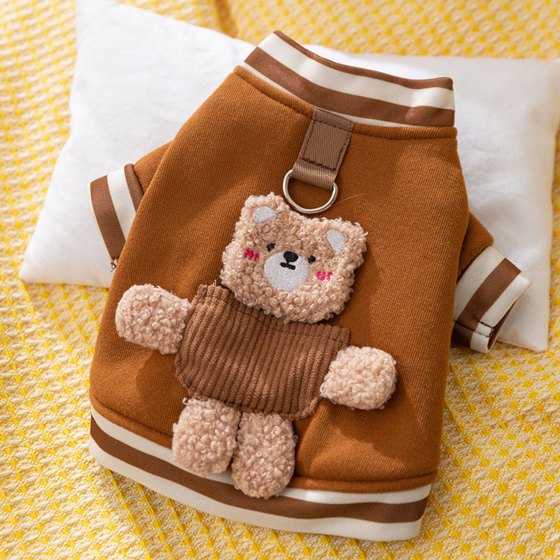 KFX-5302461 Cozy Wool Dog Sweater with Cute Bear Details, Soft Pullover for Cool Weather