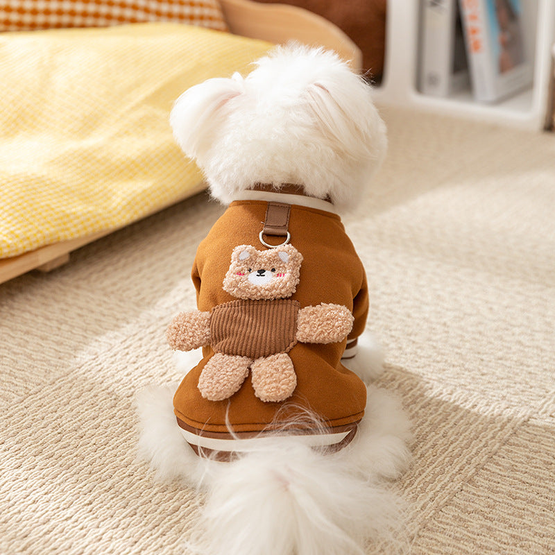 KFX-5302461 Cozy Wool Dog Sweater with Cute Bear Details, Soft Pullover for Cool Weather
