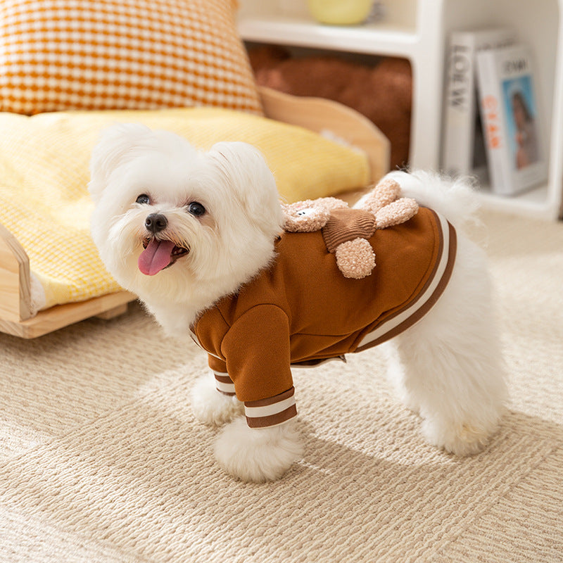 KFX-5302461 Cozy Wool Dog Sweater with Cute Bear Details, Soft Pullover for Cool Weather