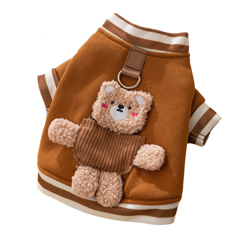 KFX-5302461 Cozy Wool Dog Sweater with Cute Bear Details, Soft Pullover for Cool Weather